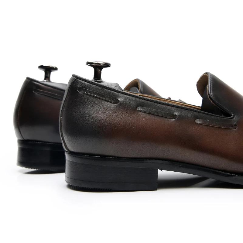 Плюс 37-45 Дизайнерские брендовые мужские туфли из натуральной кожи Мокасины Мужские лоферы с кисточками Винтажные повседневные мужские туфли без застежек для светской вечеринки