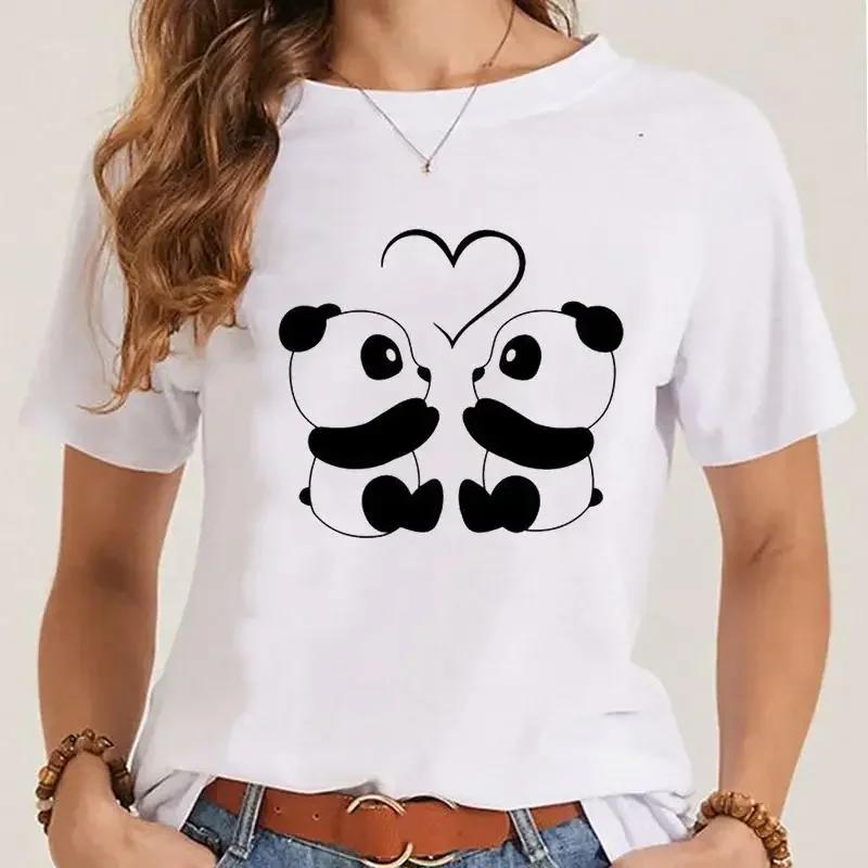 Fashion Clothes Ladies Panda Lovely Trend Cartoon Clothing Short Sleeve Graphic T Shirt Summer Tee Women T-shirt Female Top