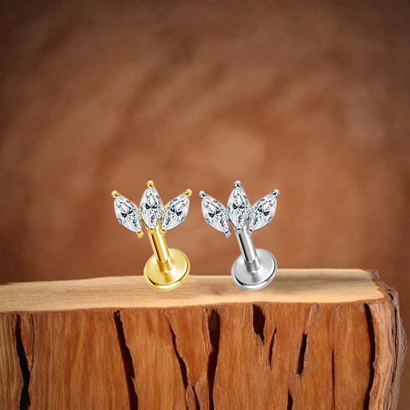 136 Titanium Piercing Labret Flatback Gaby Threadless Cartilage Earring Lip Ring Jewelry 16G ASTM F136