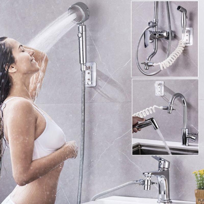 Detachable Sink Shower Extension Head Set Adjustable Quick Connect Faucet Hand