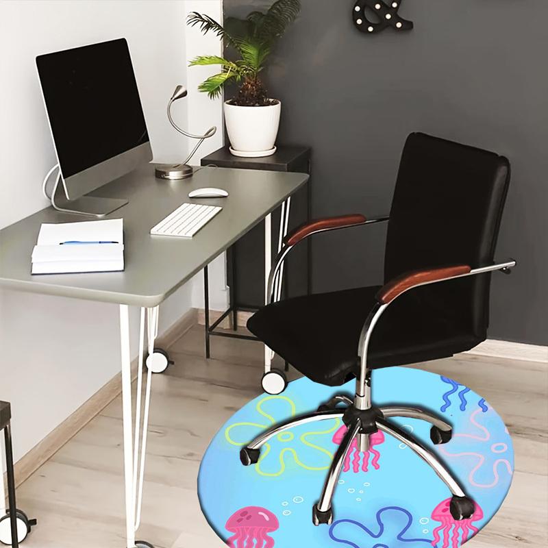 1pc Jellyfish underwater ocean sea marine Round carpet, Made of Polyester,Perfect for Decorating Office Chairs, Living Rooms,fplt261