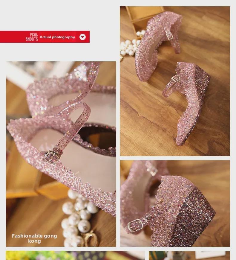 Женские летние пляжные босоножки на высоком каблуке с полой танкеткой - Стиль Square Dance