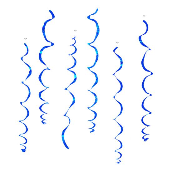 6 Pcs Colorful Ceiling Swirl Foil Decorations Plastic Hanging Spiral Streamers for Wedding Birthday Graduation New Year Party Decoration