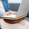 Bamboo Bed Table with Cushion Base Anti-Slip Plugs Laptop Tablet Folding Desk Sturdy Natural Bamboo Surface Bed Tray