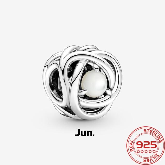 Роскошный серебряный 925 пробы февральский фиолетовый камень рождения вечность круг шарм подходит модный браслет 925 пробы серебряный шарм модные ювелирные изделия для девочек