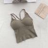 Yousheng Women Vest Seamless Padded Slim Fit Solid Color Backless Elastic Summer Camis Tank Top Lady Bottoming Inner Outer Wear Bra Top