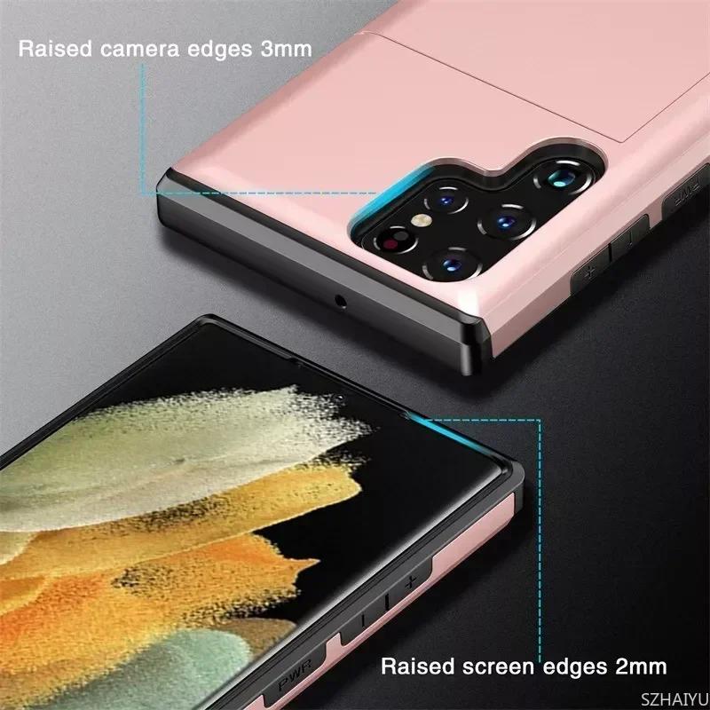 Чехол Для Для Samsung Galaxy S25 Edge S24 S23 S21 FE S22 S25 Ultra Plus A55 A16 A36 A56 5G С Держателем для карт Ударопрочный Чехол для телефона
