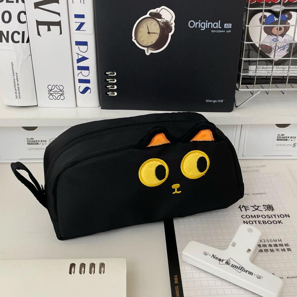 Модный пенал для детей Милый мультяшный вышитый Капибара Котенок Пенал Большой вместимости Сумка для хранения канцелярских принадлежностей