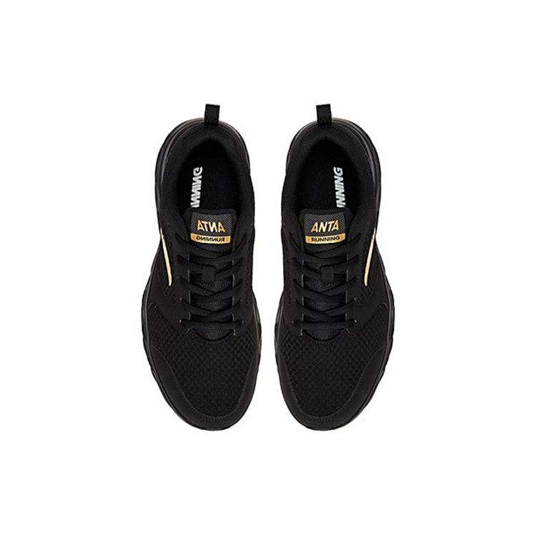 Anta Кроссовки Running Series из ткани с амортизацией, нескользящие, износостойкие, дышащие, низкие, мужские, кроссовки, черное золото 91915581-9