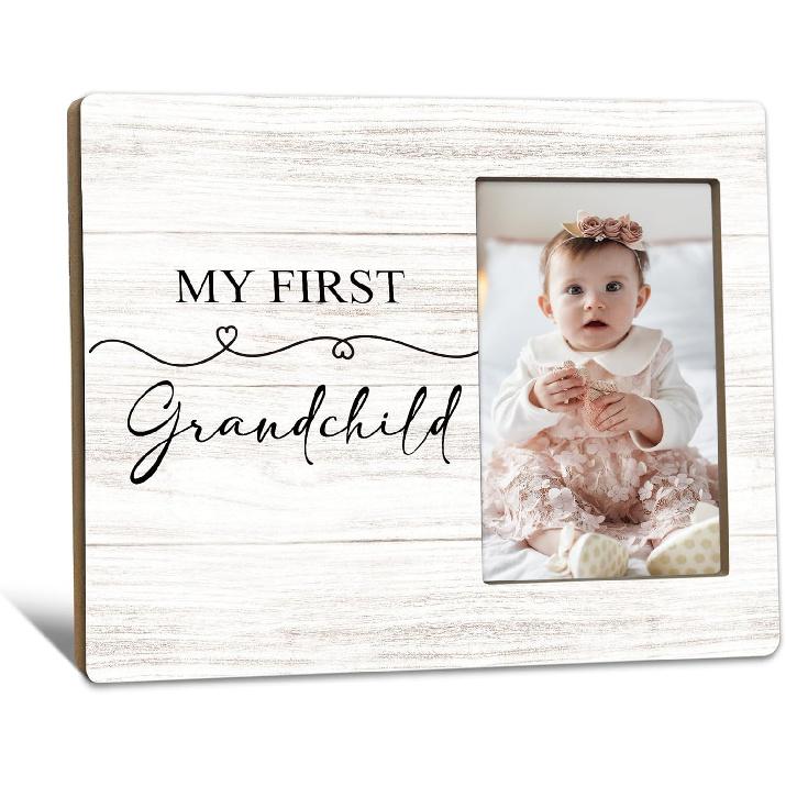 First Granddaughter Gifts Picture Frame 4x6, First Time Grandparents Gifts Photo Frame, New Baby Gift for Grandparents, New Grandparent Gift Wooden