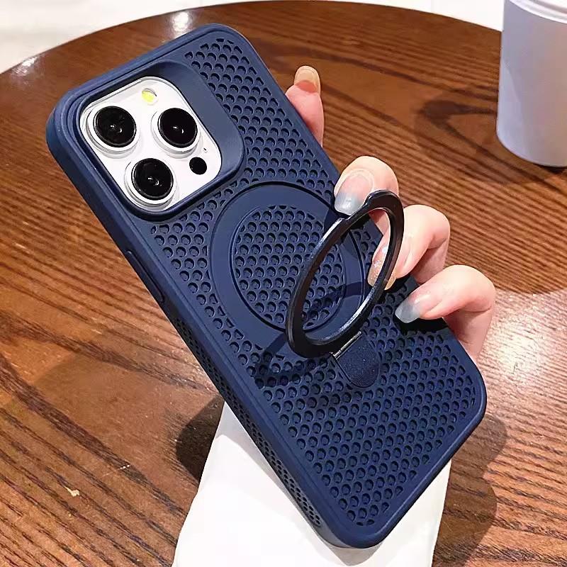 Luxury Heat Release Case For iPhone 17 16 15 14 13 12 Pro Max Plus 16Pro iPhone16 For Magsafe Mag Safe Wireless Charge Stand Covers