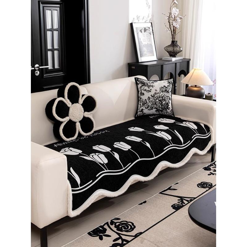 Irregular Shaped Sofa Cushion Chenille Winter Burr High-Grade Straight-Row Leather Sofa Cover Towel