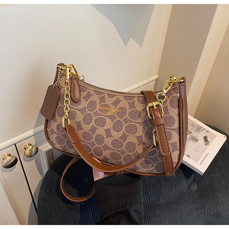 Shoulder Bag, Crossbody Bag, Armpit Bag, Retro Autumn and Winter New Small Bag, Women's Popular Versatile Printed Foreign Style Handbag