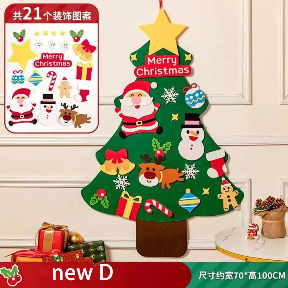 Войлочная рождественская елка с гирляндой, настенное украшение в виде рождественской елки, наборы для рукоделия для детей, подарки 2025, праздничные принадлежности для Навидада