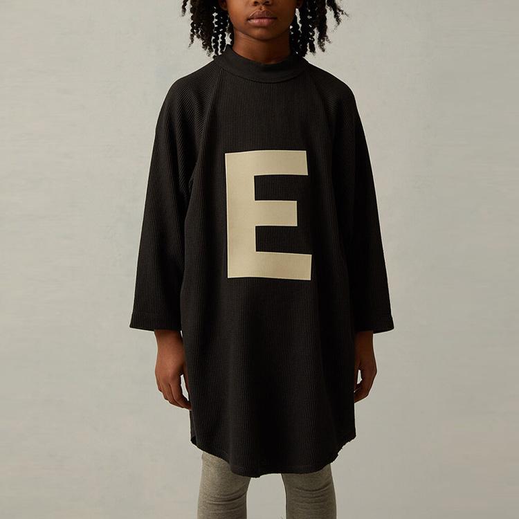 Fear of God Essentials Детская футболка с длинным рукавом и принтом большого логотипа SS22, топ для детей FOG-SS22-996