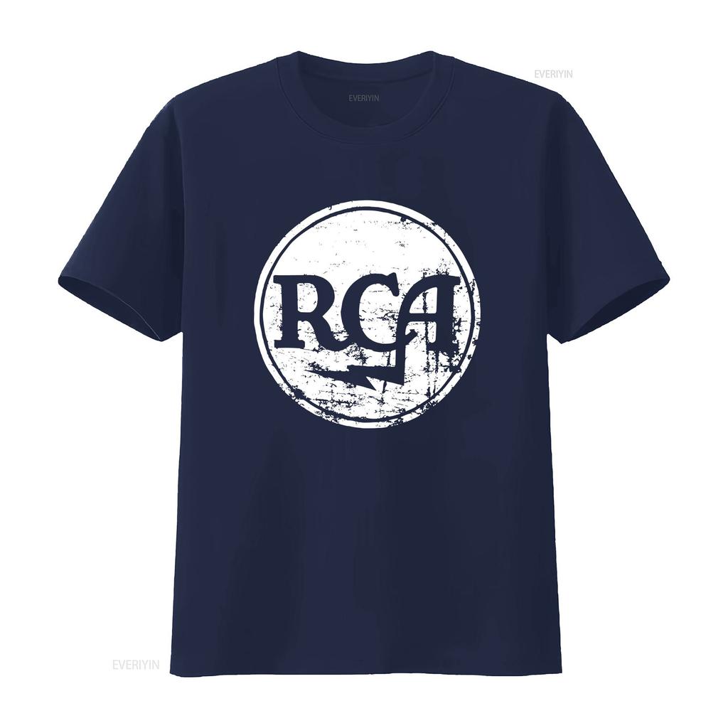 RCA Logo Unisexs T Shirt vintage Washed streetwear fashion homme designer clothes Versatile graphic Unisex Breathable Casual