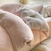 2026 New Solid Color Double Parcel Milk Fleece Quilt Set Four-piece Winter Flange Coral Fleece Quilt Cover Bed Sheet Set