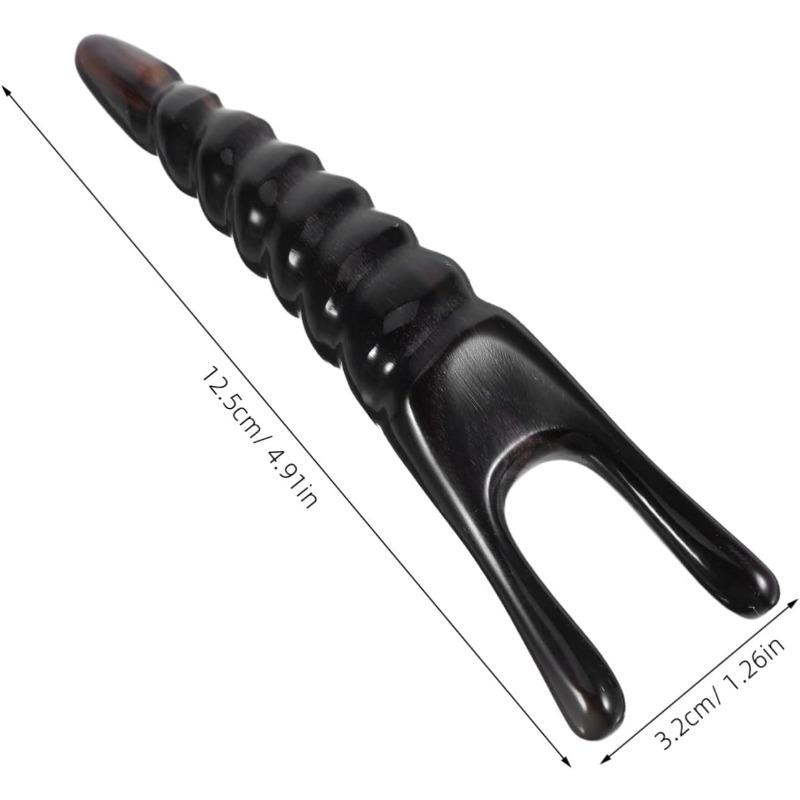 Портативная черная роговая массажная палочка - Мини-инструмент Гуа Ша для лица, глаз и шеи, Акупрессурная терапия при усталости глаз, Прочная и компактная для дома