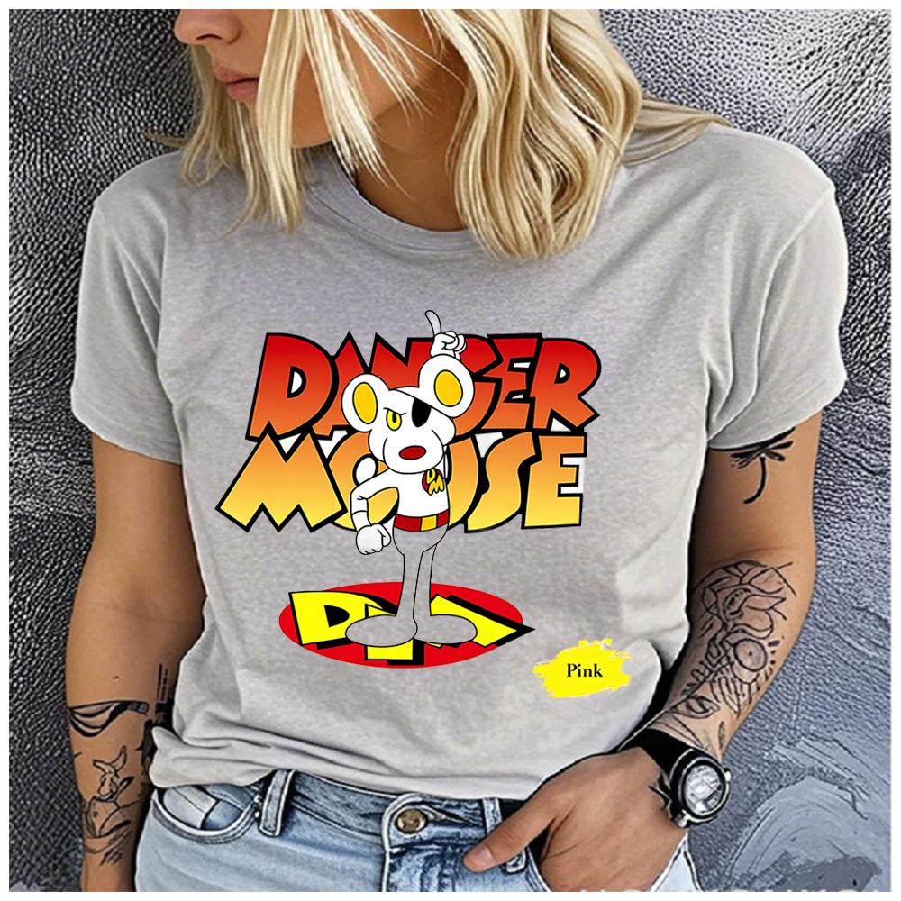 Unisex Classic Mouse Print Polyester 100% Loose round Neck Casual Short Sleeve T-Shirt Fashion Top for Summer