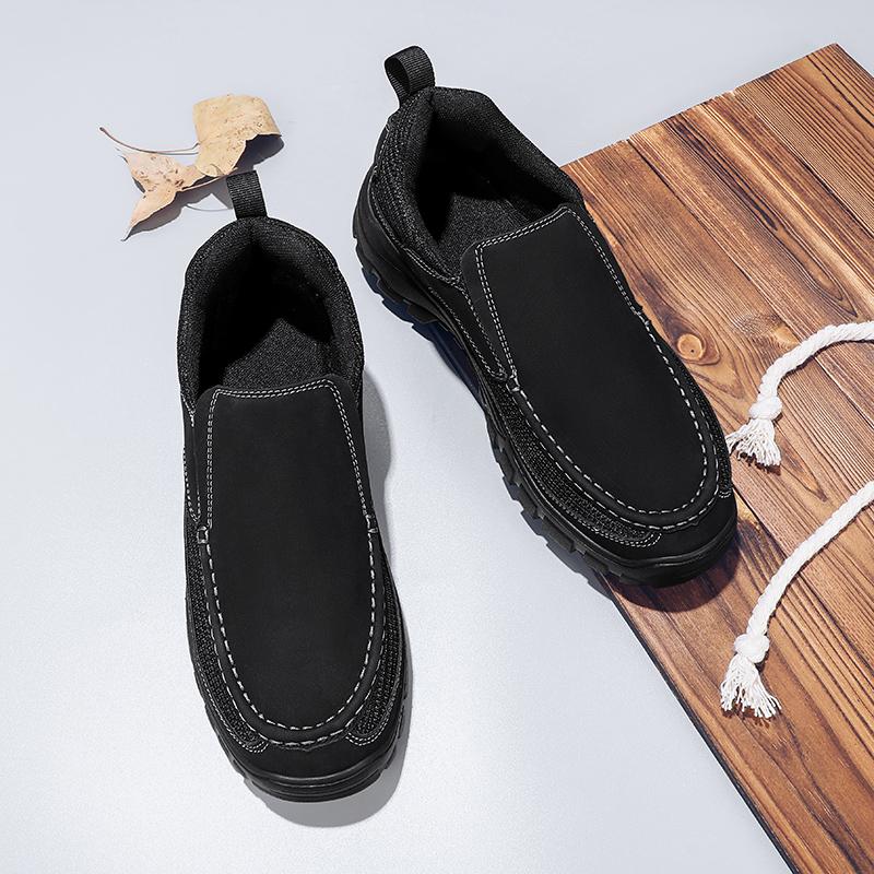 Fashion Genuine Leather Men Shoes Slip On Fashion Luxury Brand Casual Formal Loafers Outdoor Moccasins Italian Black Male Driving Shoes