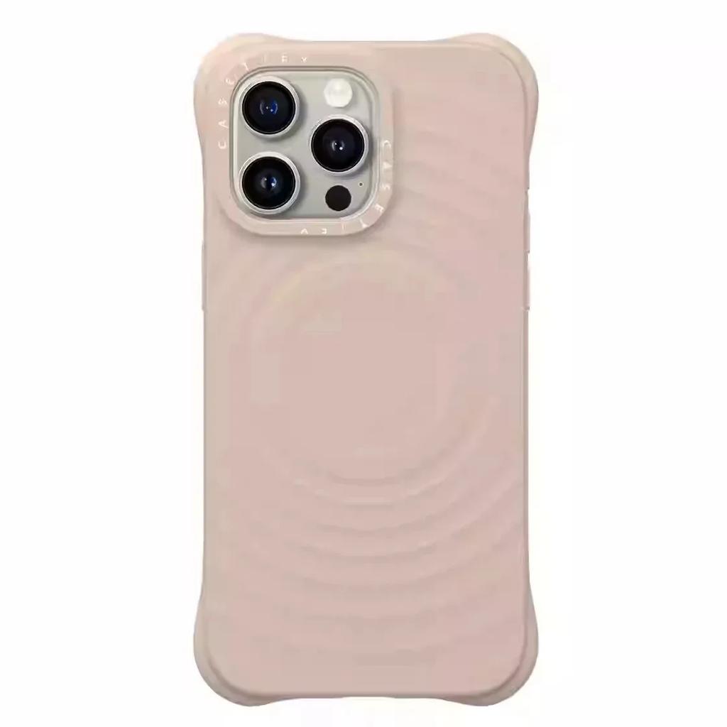 Силиконовый чехол с гравировкой букв 'Ripple' и магнитом для iPhone 17 Pro Max 16 15 14 13, модный, с защитой кнопки камеры, противоударный защитный чехол