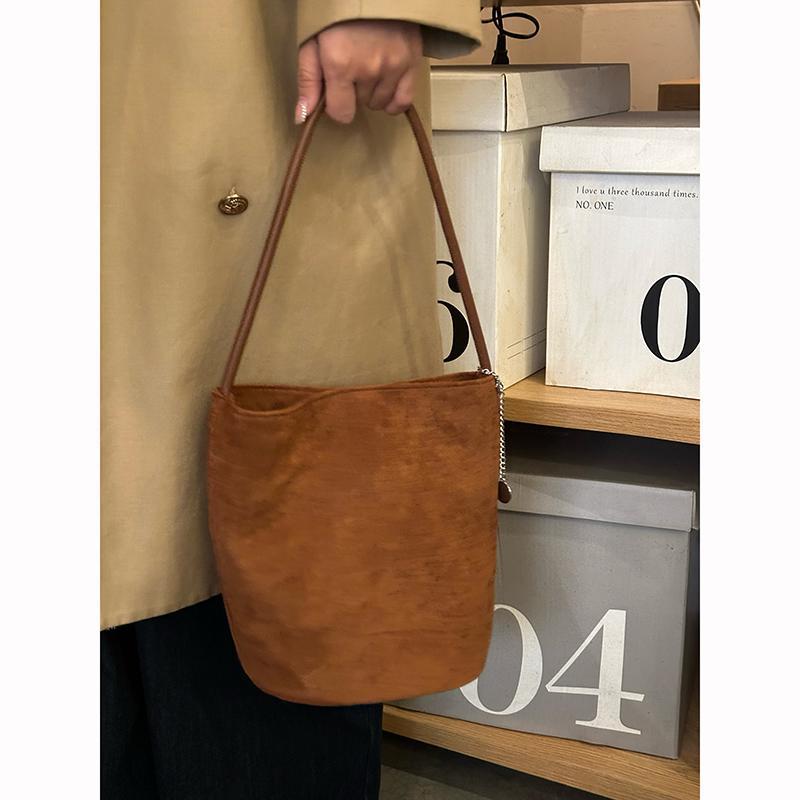 Сумка-ведро из замши Maillard, осенне-зимняя, новая, нишевая, ретро, матовая, сумка через плечо под мышкой, сумка-тоут для поездок на работу