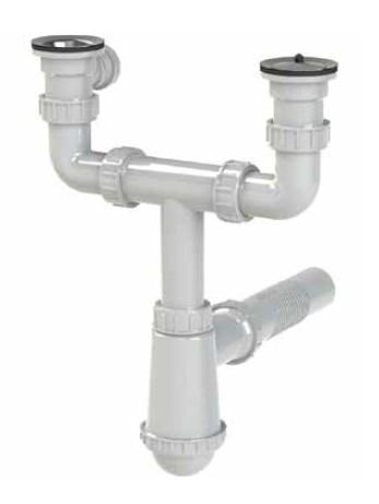 Sink Siphon 2 Chambers - Metal Strainer - Hr/Sfz/044