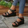 Fashion Women Sandals Solid Color Fish Mouth Thick-soled Wedge Sandals Sandalias De Mujer Summer New Fashion High-heeled Roman Sandals