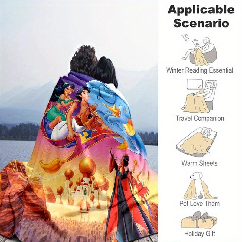 1pc Aladdin Printing Blanket - Soft, All-Season Throw for Office Blanket, Personalized Gift with Adorable Cartoon Design