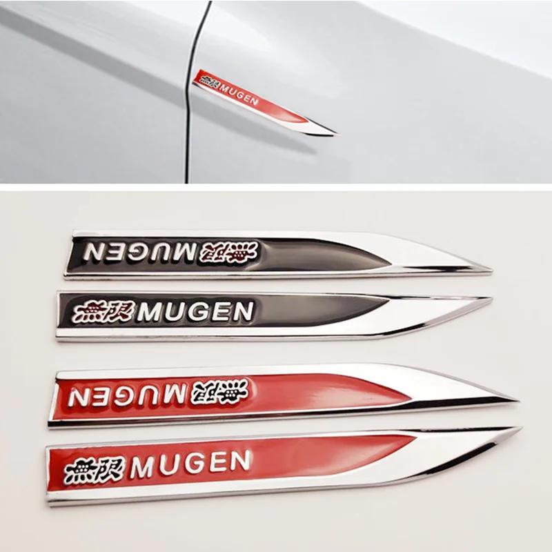 FIQ1 1Pairs 3D Metal Mugen Side Fender Emblem Badge Sticker Car Body Styling Accessories For Honda Civic Odyssey Accord CR-V FIT City