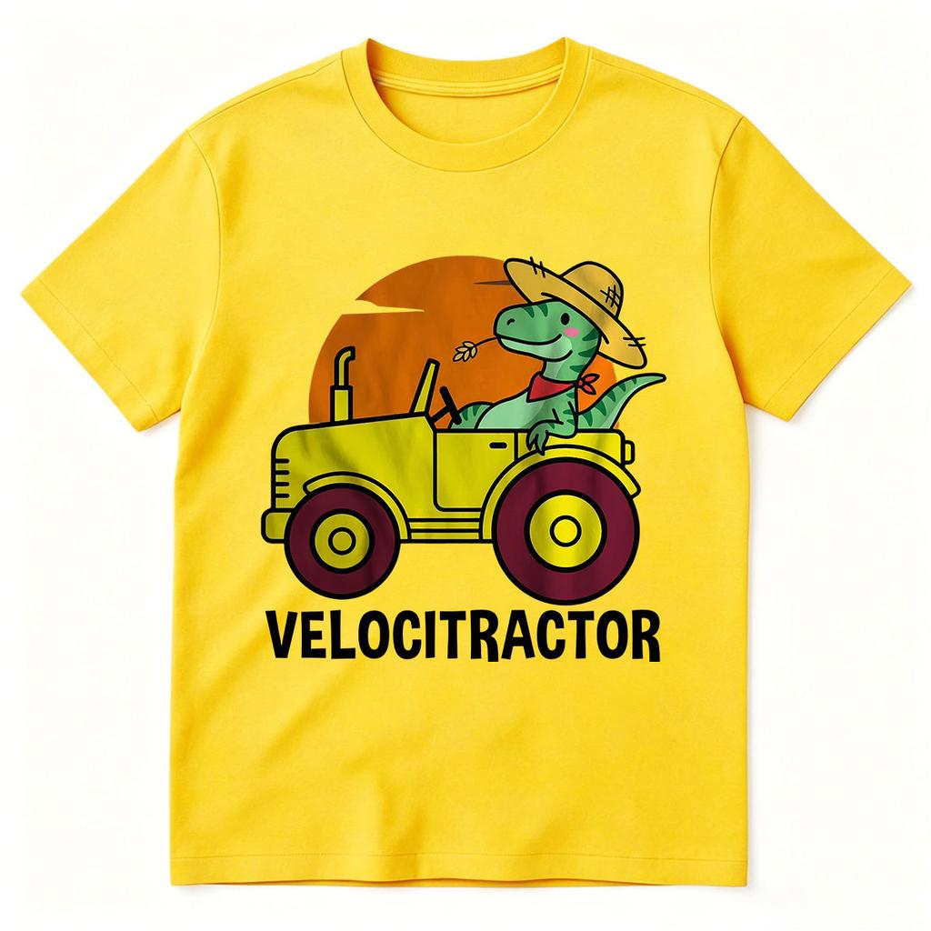 VelociTractor Funny Dinosaur Tractor Graphic Tshirt Unisexs Women Clothing Fashion Cotton Casual Oversized Short Sleeve T Shirts