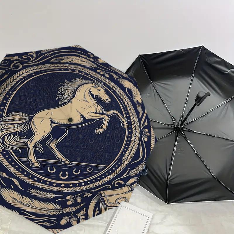 1PC Horse Feathers Umbrella-8-Rib Reinforced Portable Folding Travel Suitable for All Seasons Outdoor Daily Use Is an Ideal Choice -K0415