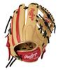 Rawlings Baseball Hyper Tech Color Sync Glove Throw Glove, Junior/Jr., Kids' (GJ5FHTCN6L), All-Around, Camel/Scarlet, Large, Right-Handed