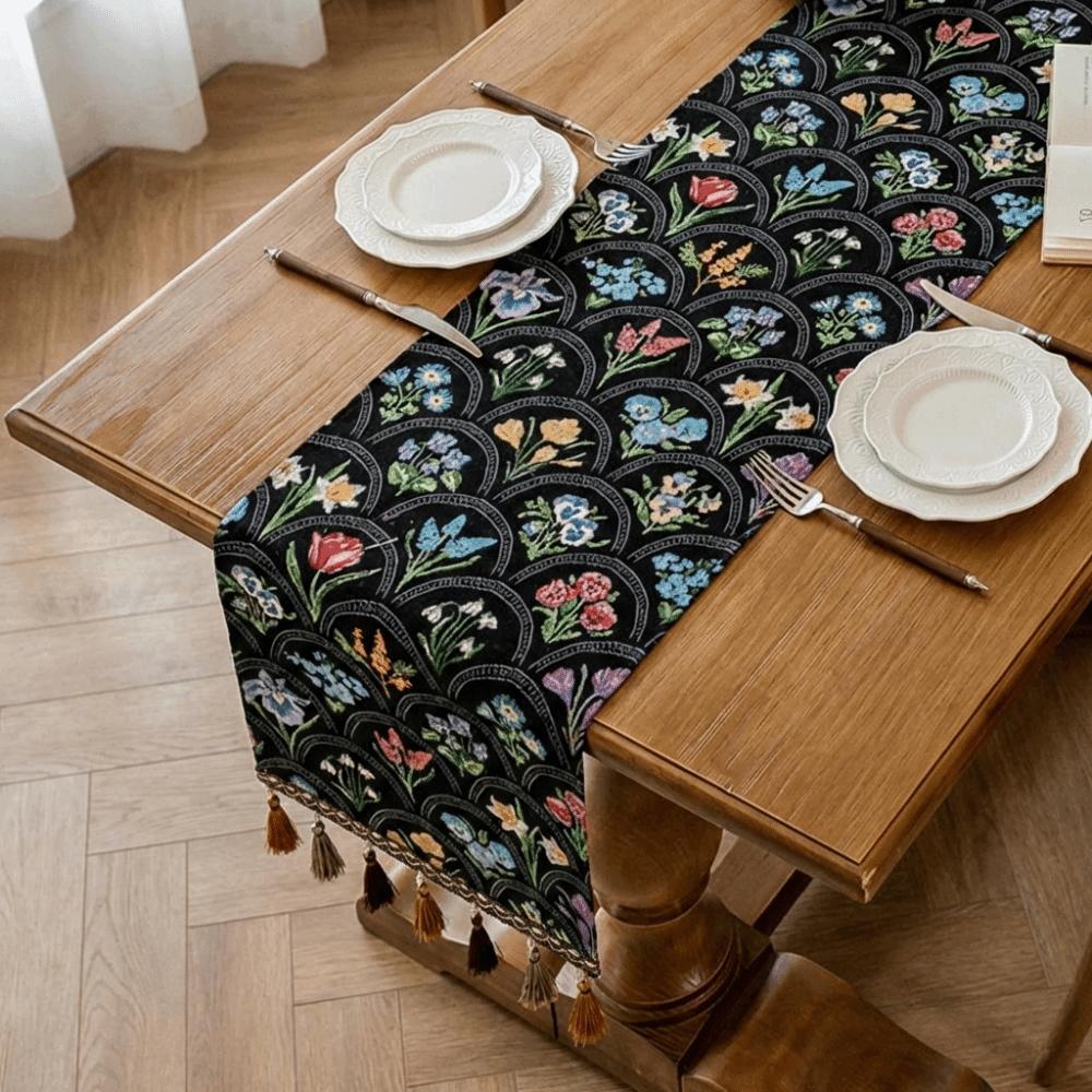 Новая американская ретро скатерть-дорожка 33x183 см Полиэстер Чехол от пыли на стол Пасторальный стиль Цветочный чехол на сервант Домашний декор