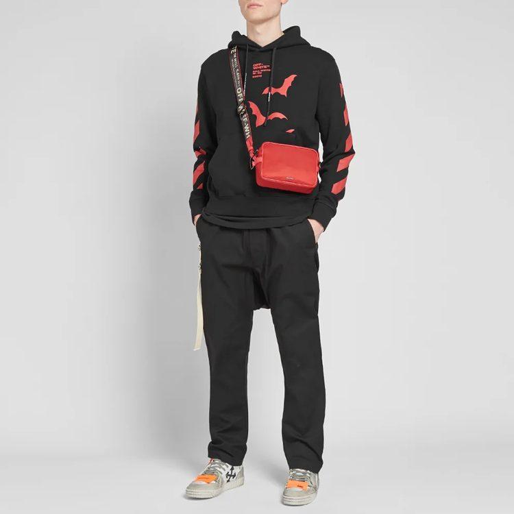 OFF WHITE Толстовка с диагональными рукавами и принтом, приталенная OMBB034E19D250071020