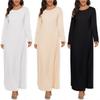 New Muslim Long Sleeve Inner Dress – 95% Cotton, Free Belt, 220g, Style 21001
