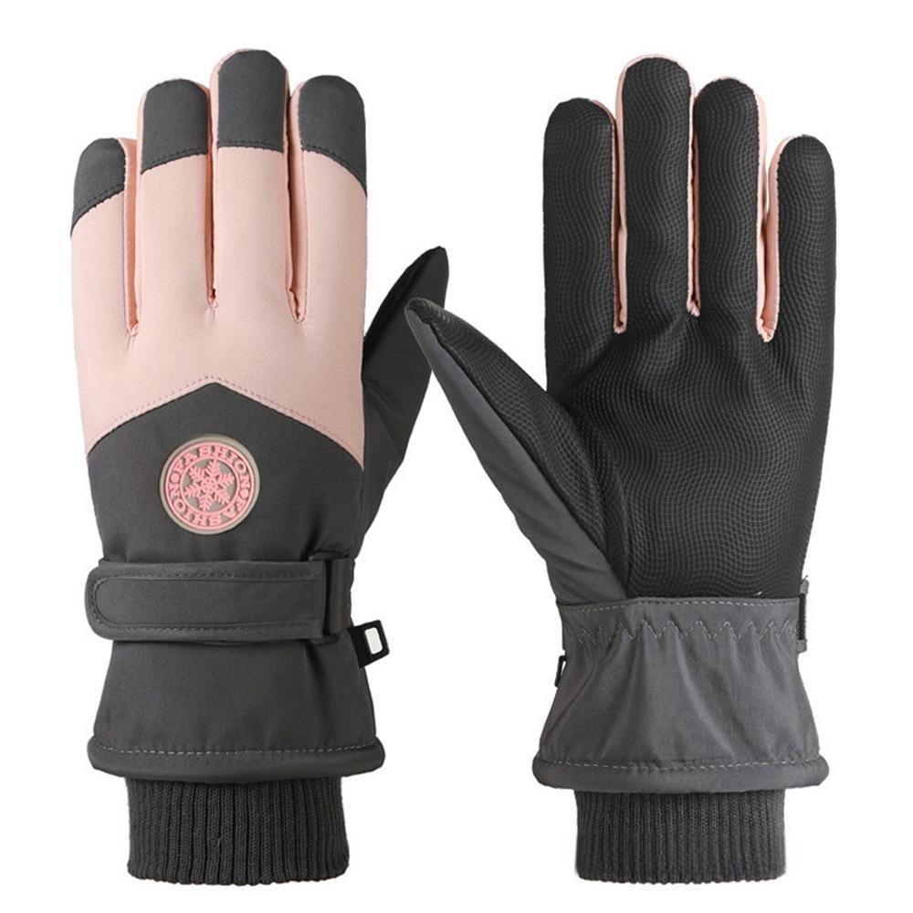 PU Leather Winter Cycling Gloves Fleece Lining Non-Slip Gloves Waterproof Gloves For Women Man