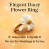 Корейские элегантные открытые кольца с цветком ромашки, женские регулируемые обручальные кольца для свадебной вечеринки, эффектные ювелирные изделия, подарок