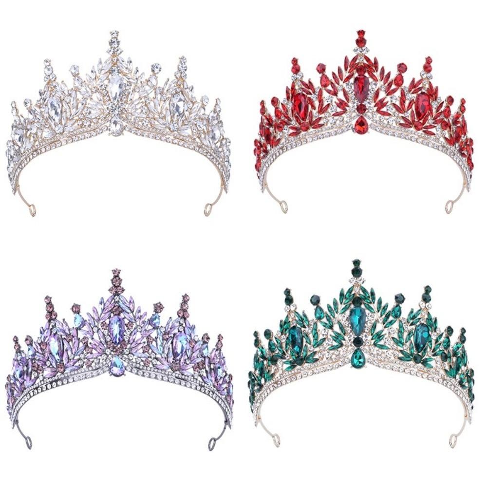 Vintage Rhinestone Queen Princess Crown Baroque Sparkling Bridal Tiaras Water Drop Crystal Headband Hair Jewelry Accessories
