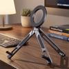 Portable Magnetic Tripod Foldable Magnetic Adsorption Selfie Stick 2 in 1 Carabiner-Mounted Mobile Phone Stand Desktop Use