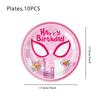 51Pcs Pink Spider Party Supplies Tableware Set w/ Tablecloth Plates Cups Napkins