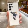 Арт-буква A-Z с розовыми цветами Чехол для телефона Samsung Galaxy S26 S25 S24 S23 S22 Ultra S20 S21 FE 5G Plus Прозрачный чехол
