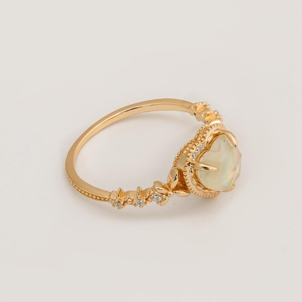 Copper Rinestone Rings Exquisite Vintage Rings Temperament Shining Open Ring  Gifts