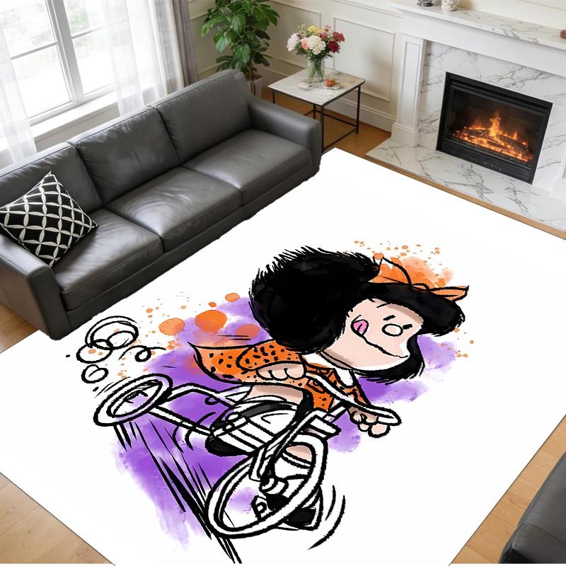 Anti‑Slip Crystal Velvet Floor Rug, Mafalda Design Carpet for Indoor Living Bedroom Home Decoration
