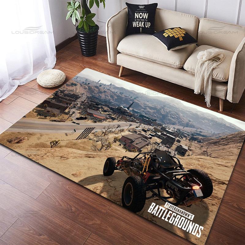 Popular 3D Shooting Game Decorative Carpets Square Flannel PUBG Carpets Modern Home Bedroom Rug Living Room Carpets