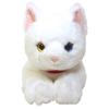 Плюшевая игрушка-кошка на колено, Белая, Разноцветные глаза, Средний размер, P-1832