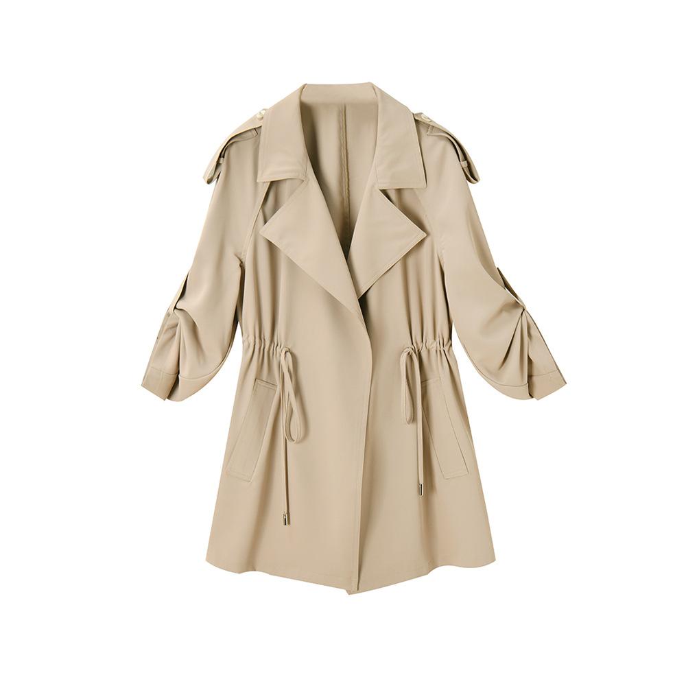 Early Spring Simple Casual Style Daily Versatile Adjustable Small Trench Coat