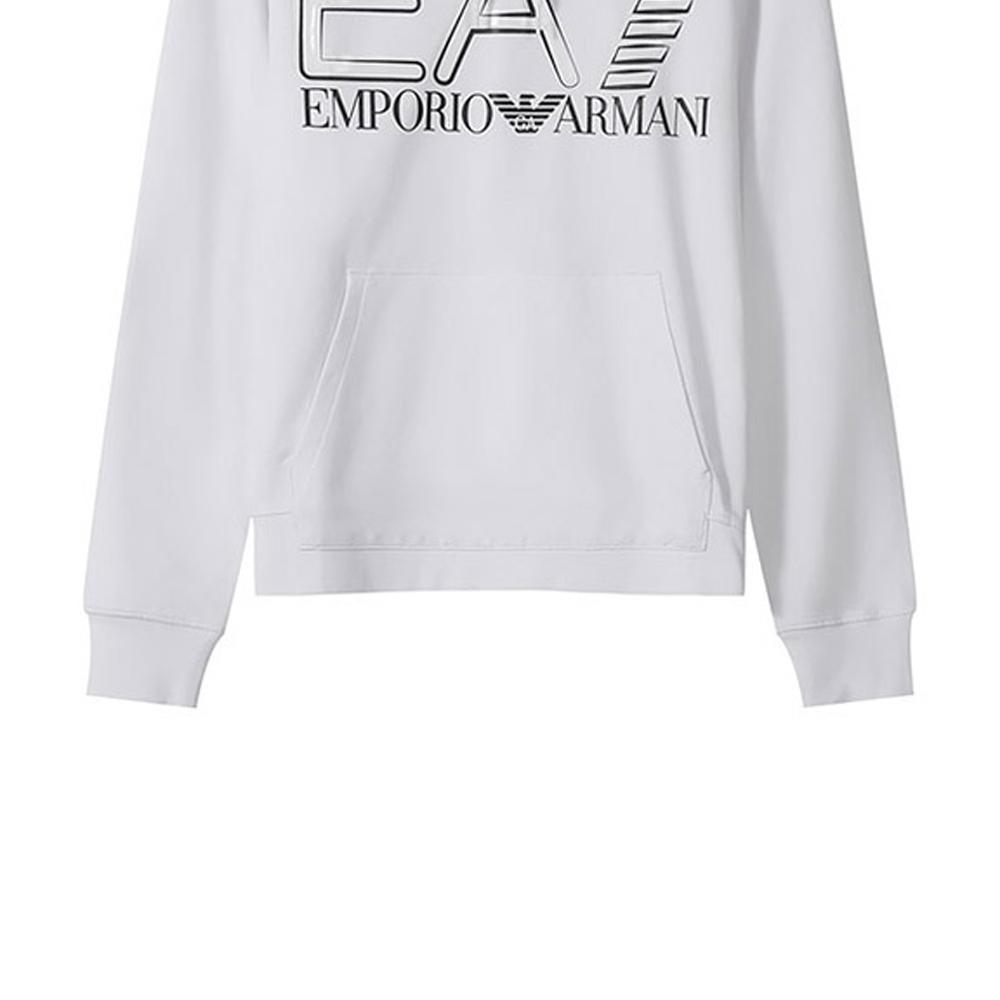 Emporio Armani EA7 Весна-Лето 2022 Худи Повседневное с Длинным Рукавом Мужское с Принтом Букв и Цифр Белый 3LPM45-PJFGZ-1100