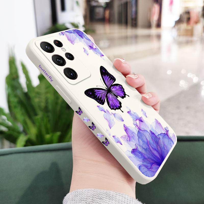 Printed Butterfly Phone Case For Samsung Galaxy S25 S24 S23 S22 S21 S20 Ultra Plus FE S10 S9 S10E Note 20 ultra 10 9 Plus Cover