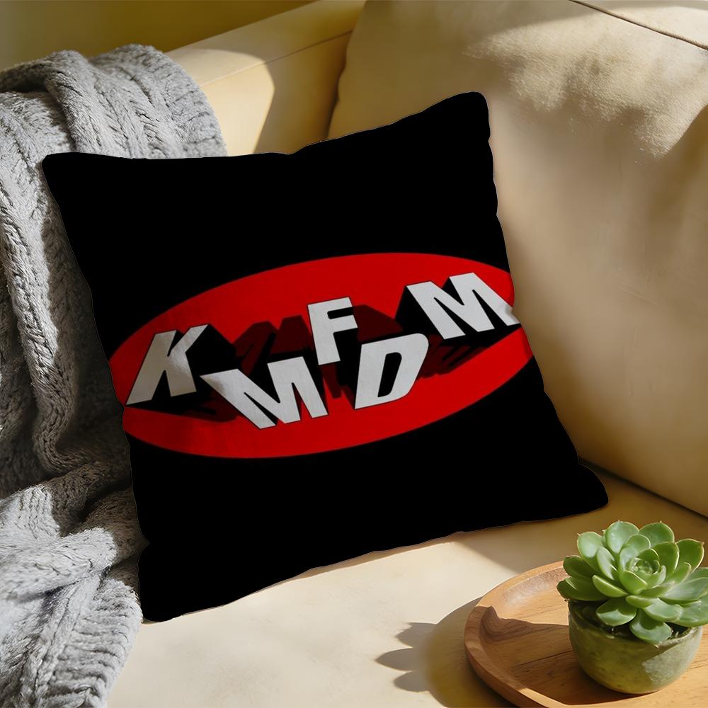 Чехол на подушку с логотипом группы KMFDM, стираный лен, мягкий, дышащий, декоративный чехол для дивана, домашний чехол для подушки